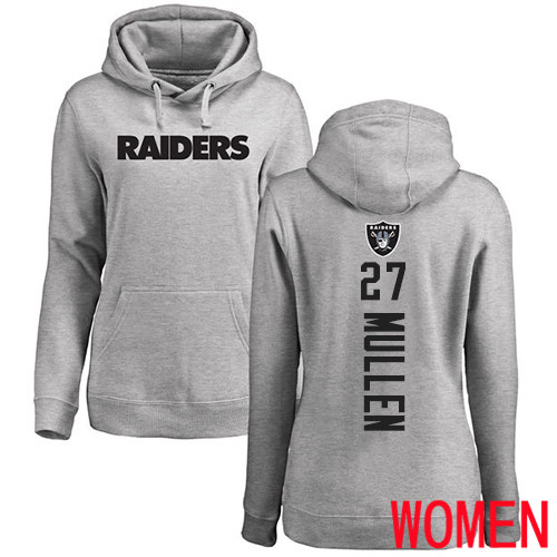 Oakland Raiders Ash Women Trayvon Mullen Backer NFL Football #27 Pullover Hoodie Sweatshirts->women nfl jersey->Women Jersey